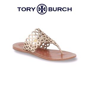Tory Burch Davy thong sandals Laser-Cut, Platinum gold